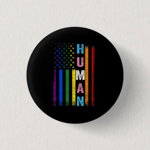 Human LGBT American Flag LGBTQ Rainbow Pride Month Button