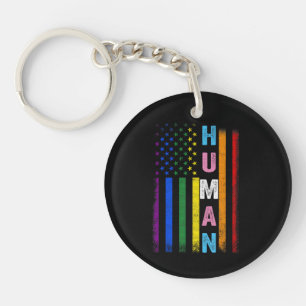Human LGBT American Flag LGBTQ Rainbow Pride Month Keychain