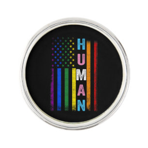 Human LGBT American Flag LGBTQ Rainbow Pride Month Lapel Pin