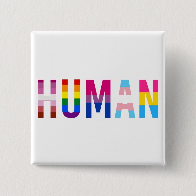 HUMAN LGBT Flag Gay Pride Month Transgender Button (Front)