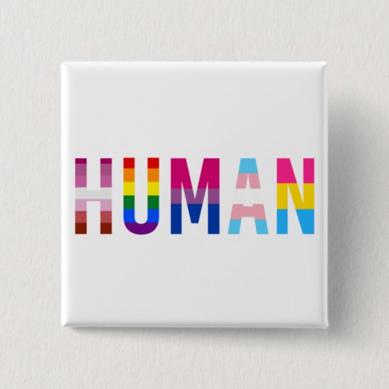 HUMAN LGBT Flag Gay Pride Month Transgender Button