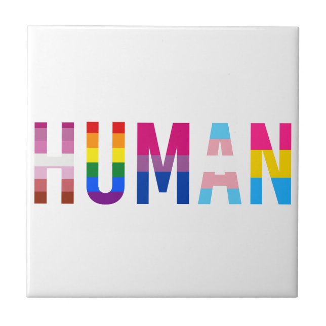 HUMAN LGBT Flag Gay Pride Month Transgender Ceramic Tile (Front)