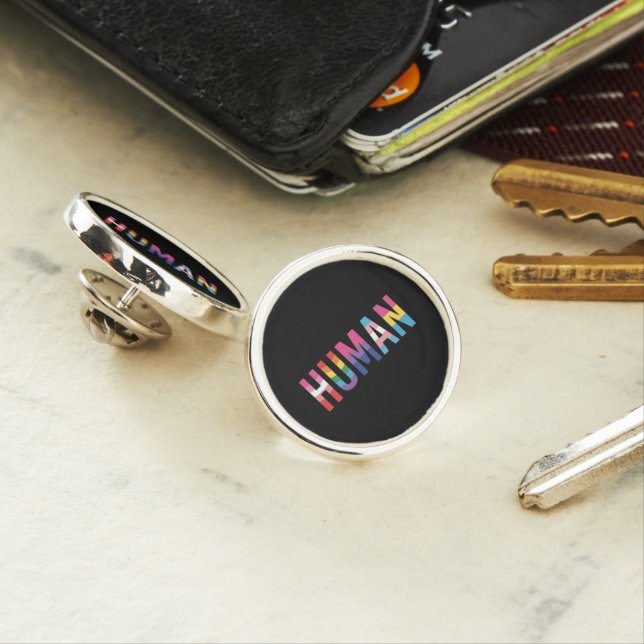HUMAN LGBT Flag Gay Pride Month Transgender  Lapel Pin (In Situ)