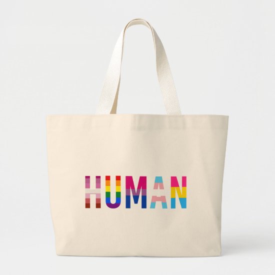 HUMAN LGBT Flag Gay Pride Month Transgender Large Tote Bag