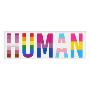 HUMAN LGBT Flag Gay Pride Month Transgender Name Tag