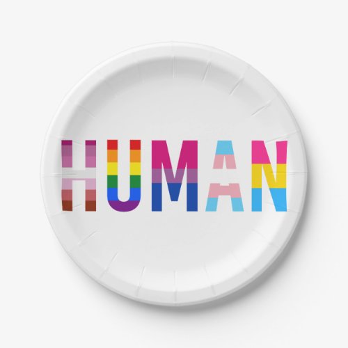 HUMAN LGBT Flag Gay Pride Month Transgender Paper Plates