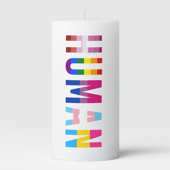 HUMAN LGBT Flag Gay Pride Month Transgender Pillar Candle (Front)