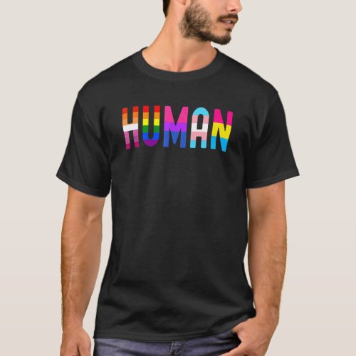 Human Lgbt Flag Gay Pride Month Transgender Rainbo T_Shirt
