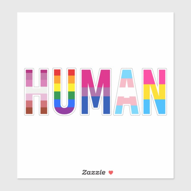 HUMAN LGBT Flag Gay Pride Month Transgender Sticker (Sheet)