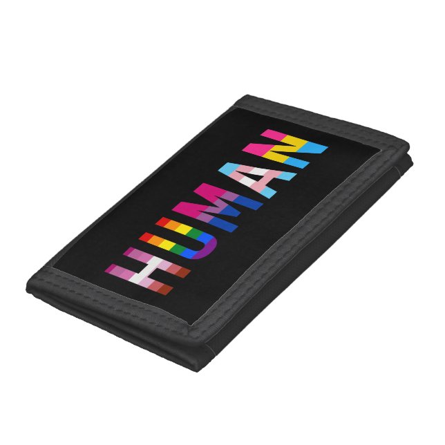 HUMAN LGBT Flag Gay Pride Month Transgender Trifold Wallet (Bottom)