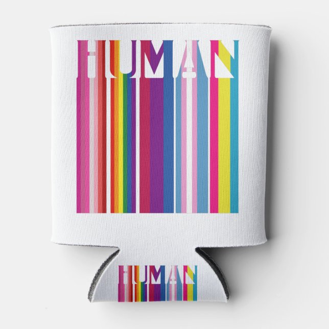 HUMAN LGBT Flag Gay Pride Transgender Rainbow Can Cooler (Front)