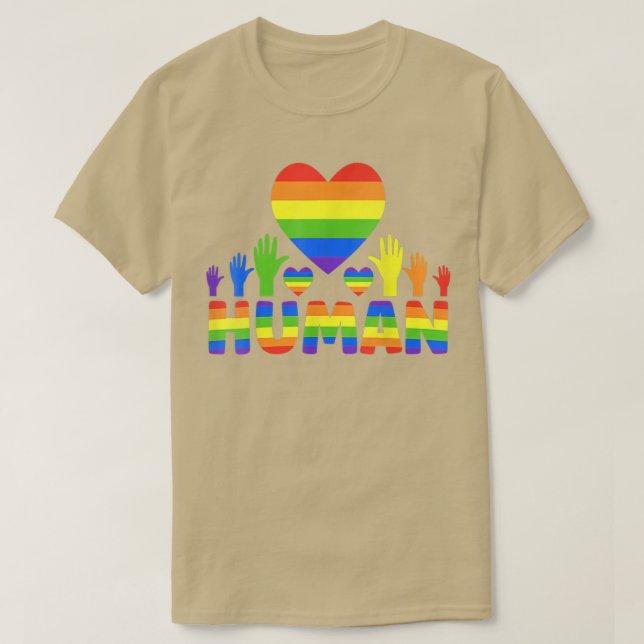 Human LGBT Pride Month Proud Lisbians & Gays T-Shi T-Shirt (Design Front)