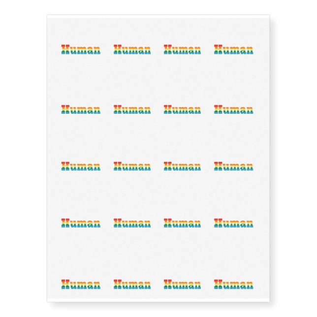 Human LGBT Pride Rainbow Flag Temporary Tattoos (Front)