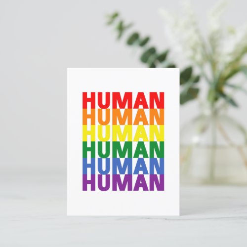 Human lgbt queer gay pride flag month  postcard