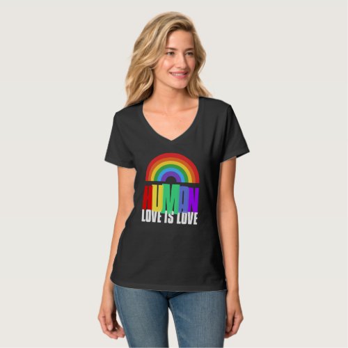 Human LGBTQ Rainbow Flag Gay Lesbian Pride Ally T_Shirt