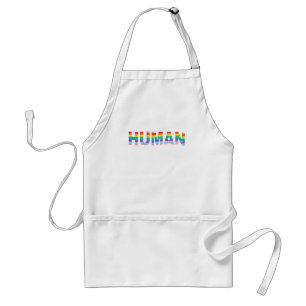 HUMAN LGBTQIA Rainbow Flag, Letter Cool Adult Apron