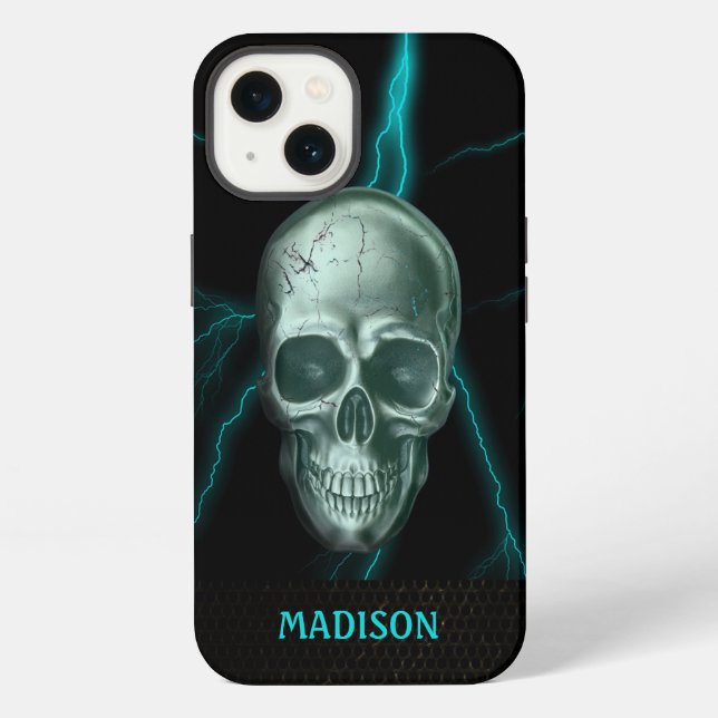 Human Lightning Skull Iphone Case (Back)