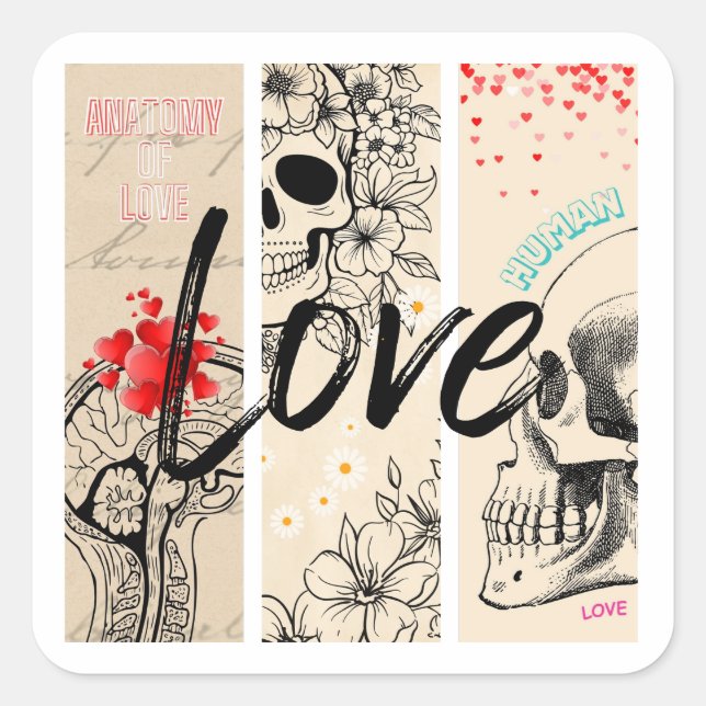 Human love square sticker (Front)