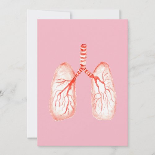 Human lungs in watercolor thank you card