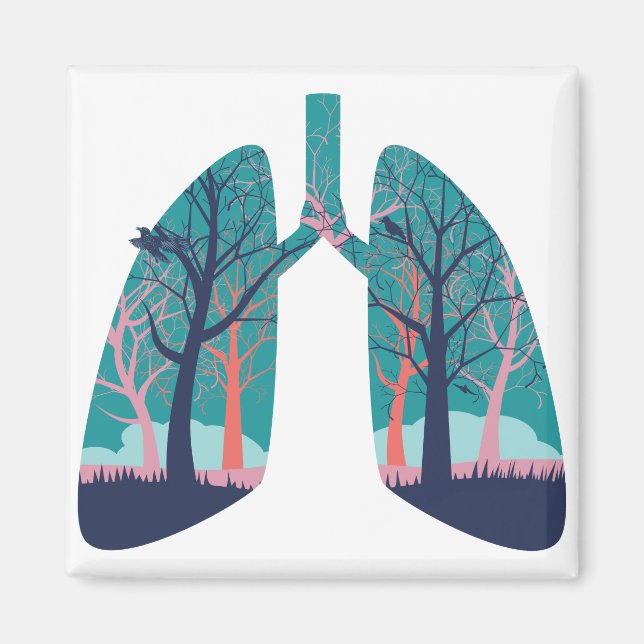 Human lungs with abstract forest magnet (Front)