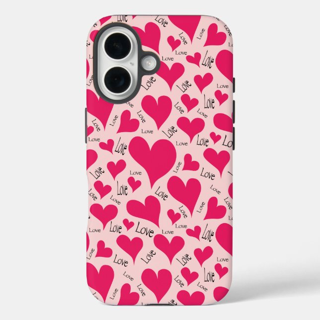 Human made: iPhone case with pink hearts and love (Back)