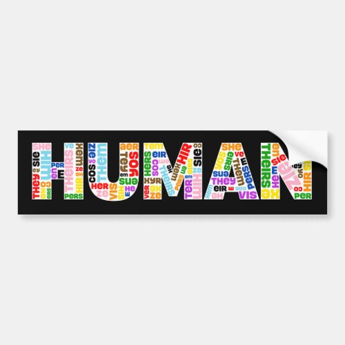 Human Neopronouns Pronouns Progress Pride Rainbow Bumper Sticker
