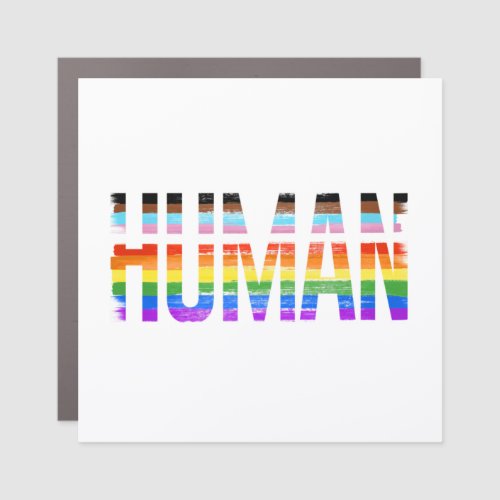 HUMAN Progress Pride Car Magnet