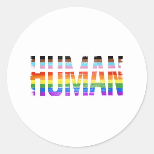 HUMAN Progress Pride Classic Round Sticker