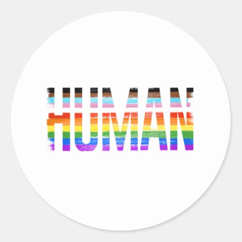 HUMAN Progress Pride Classic Round Sticker