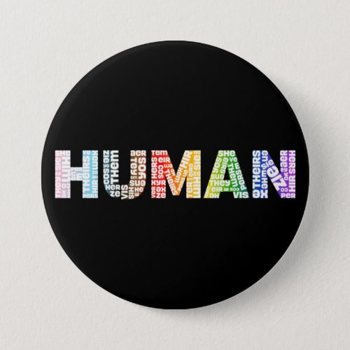 Human Pronouns Neopronouns Progress Pride Rainbow Button