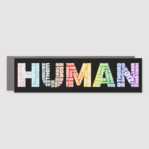Human Pronouns Neopronouns Progress Pride Rainbow Car Magnet