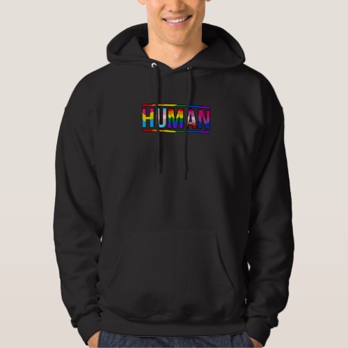 Human Rainbow Flag Gay Lgbtq Month Supporter Graph Hoodie