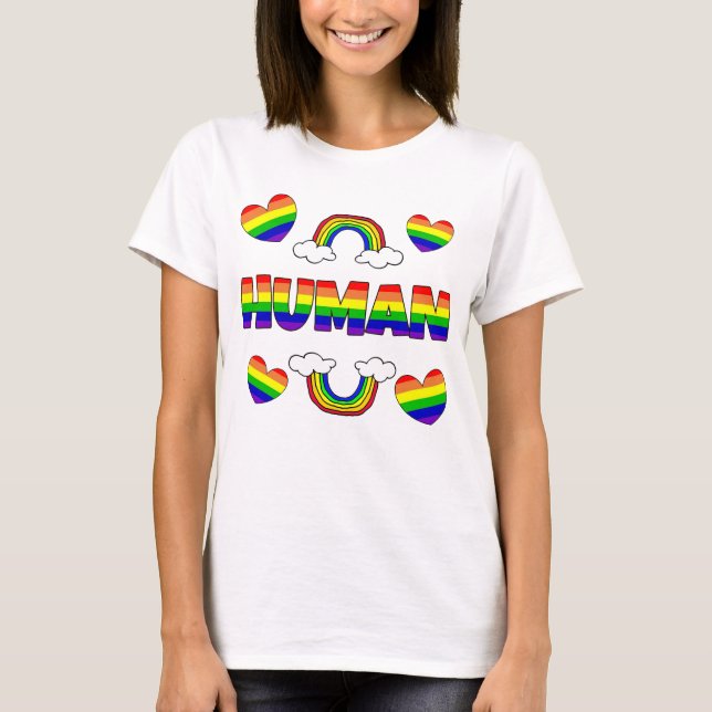 Human Rainbow Letters LGBTQ+ T-Shirt (Front)