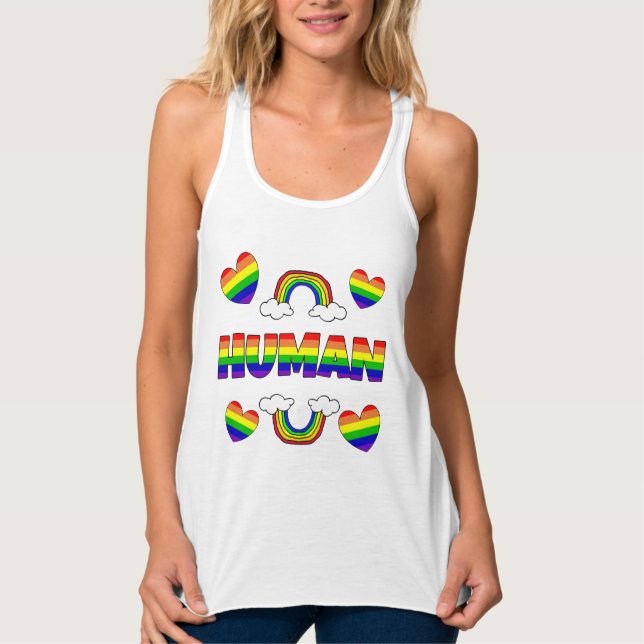 Human Rainbow Letters LGBTQ+ Tank Top (Front)