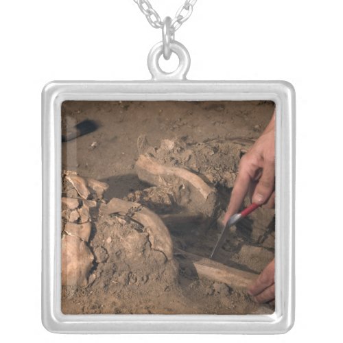 Human remains silver plated necklace