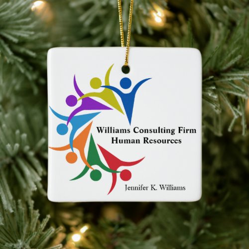 Human Resources Custom Company Rainbow Christmas Ceramic Ornament