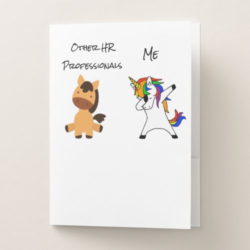 Human Resources HR Cute Unicorn Horse Pocket Folder