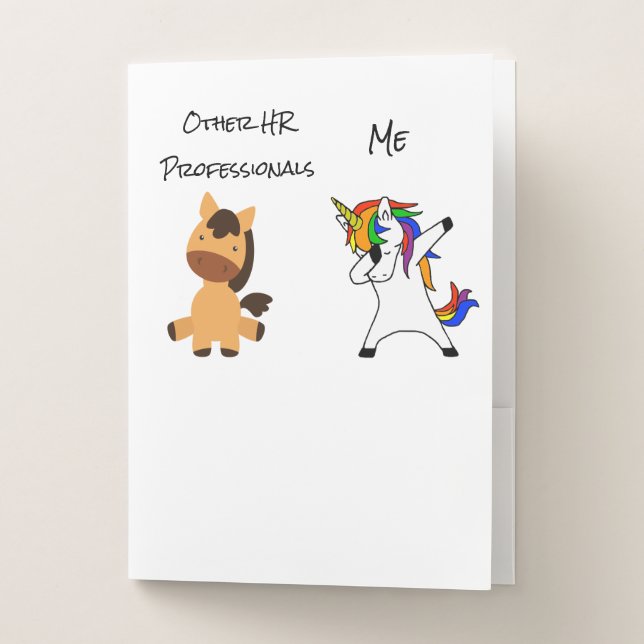 Human Resources HR Cute Unicorn Horse Pocket Folder (Front)