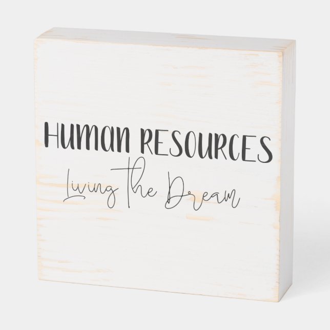 Human Resources HR Office Living the Dream Wooden Box Sign (Angled Horizontal)