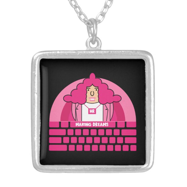 Human Resources Office Silver Plated Necklace (Front)