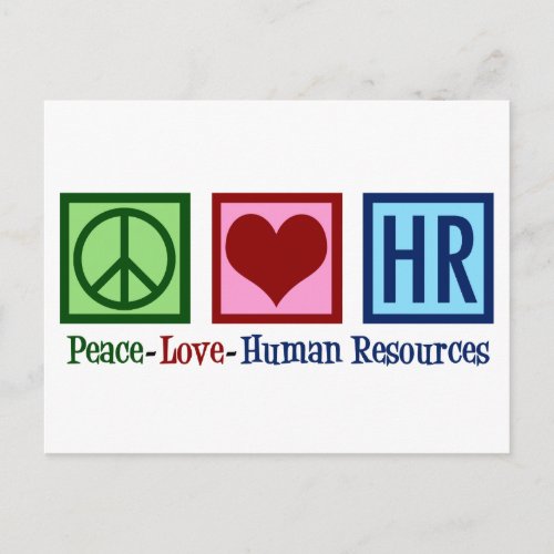 Human Resources Peace Love HR Postcard