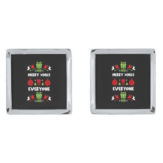 Human Resources Ugly Santa Xmas Gifts Cufflinks (Front)