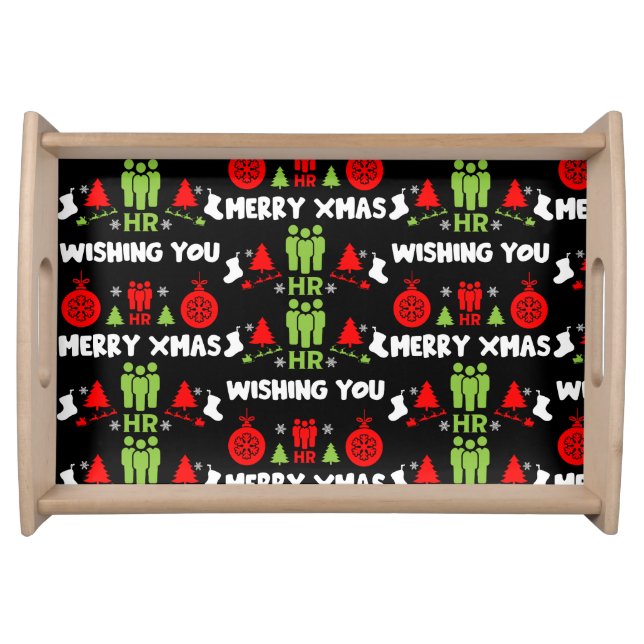 Human Resources Ugly Santa Xmas Gifts Serving Tray (Front)