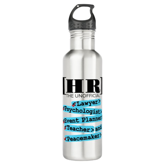 Human Resources Unofficial Funny HR Stainless Steel Water Bottle (Front)
