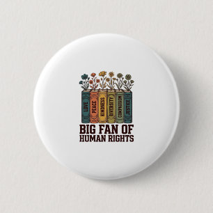 Human Rights Book Flowers Vintage Vector Design_1 Button