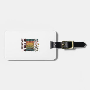 Human Rights Book Flowers Vintage Vector Design_1 Luggage Tag