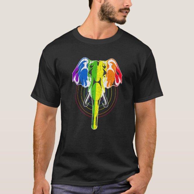 Human Rights Lgbtq Rainbow Flag Elephant Gay Pride T-Shirt (Front)