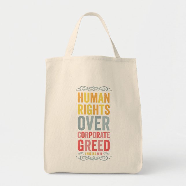 Human Rights over Corporate Greed Tote Bag (Front)