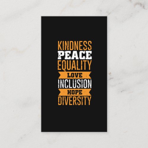 Human Rights Peace Love Inclusion Equality Business Card