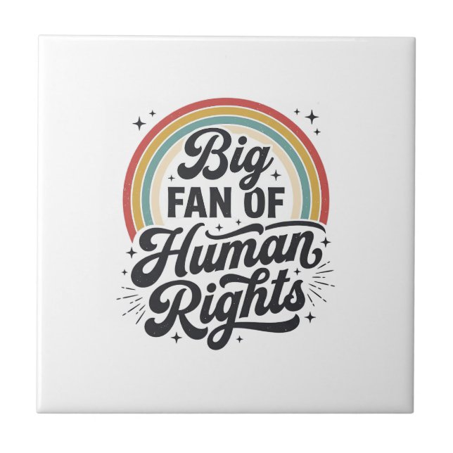 Human Rights Retro Rainbow Vector T-Shirt Design_1 Ceramic Tile (Front)